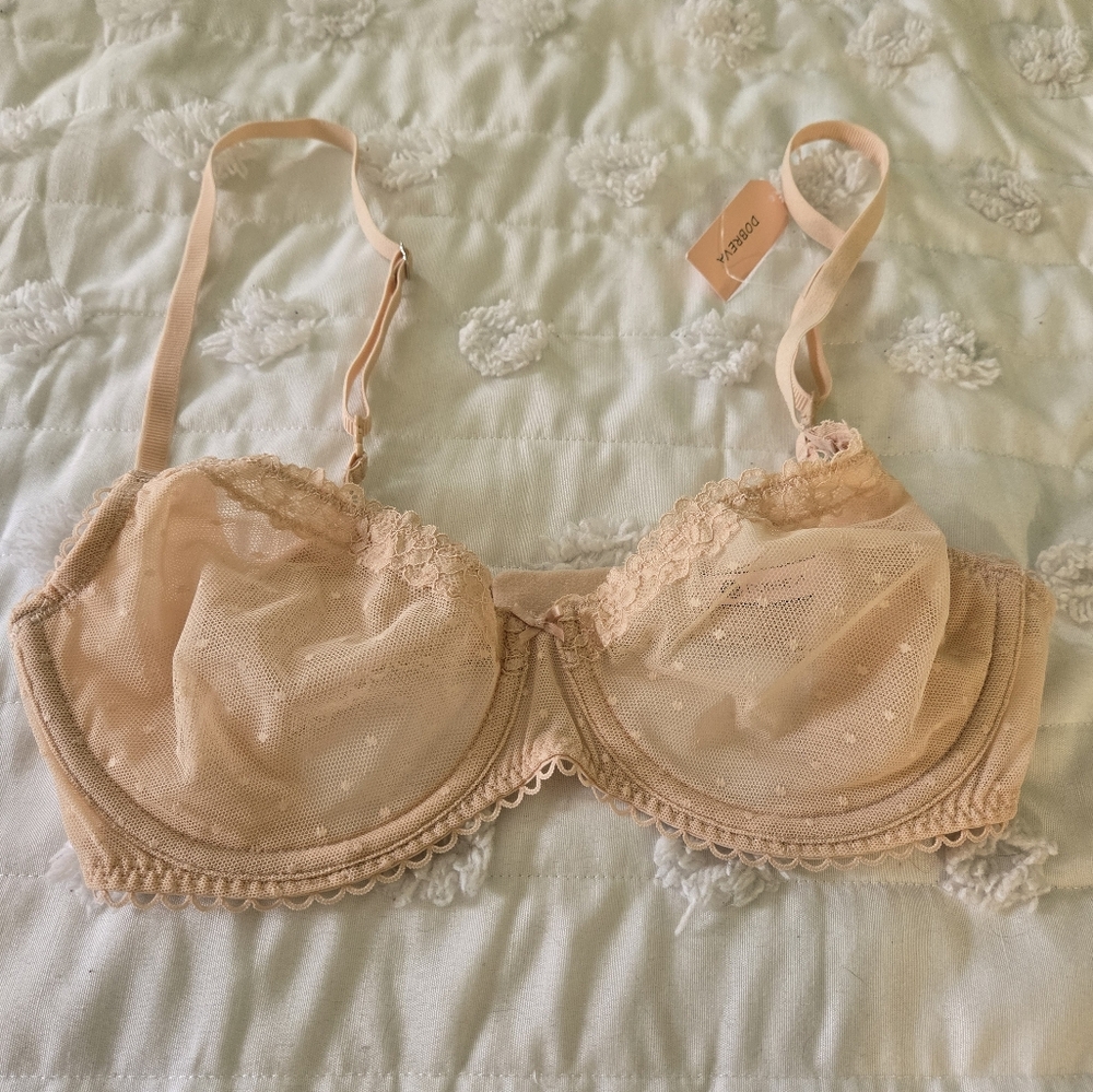 Dobreva Women's Cream Lace Bra Size 34C